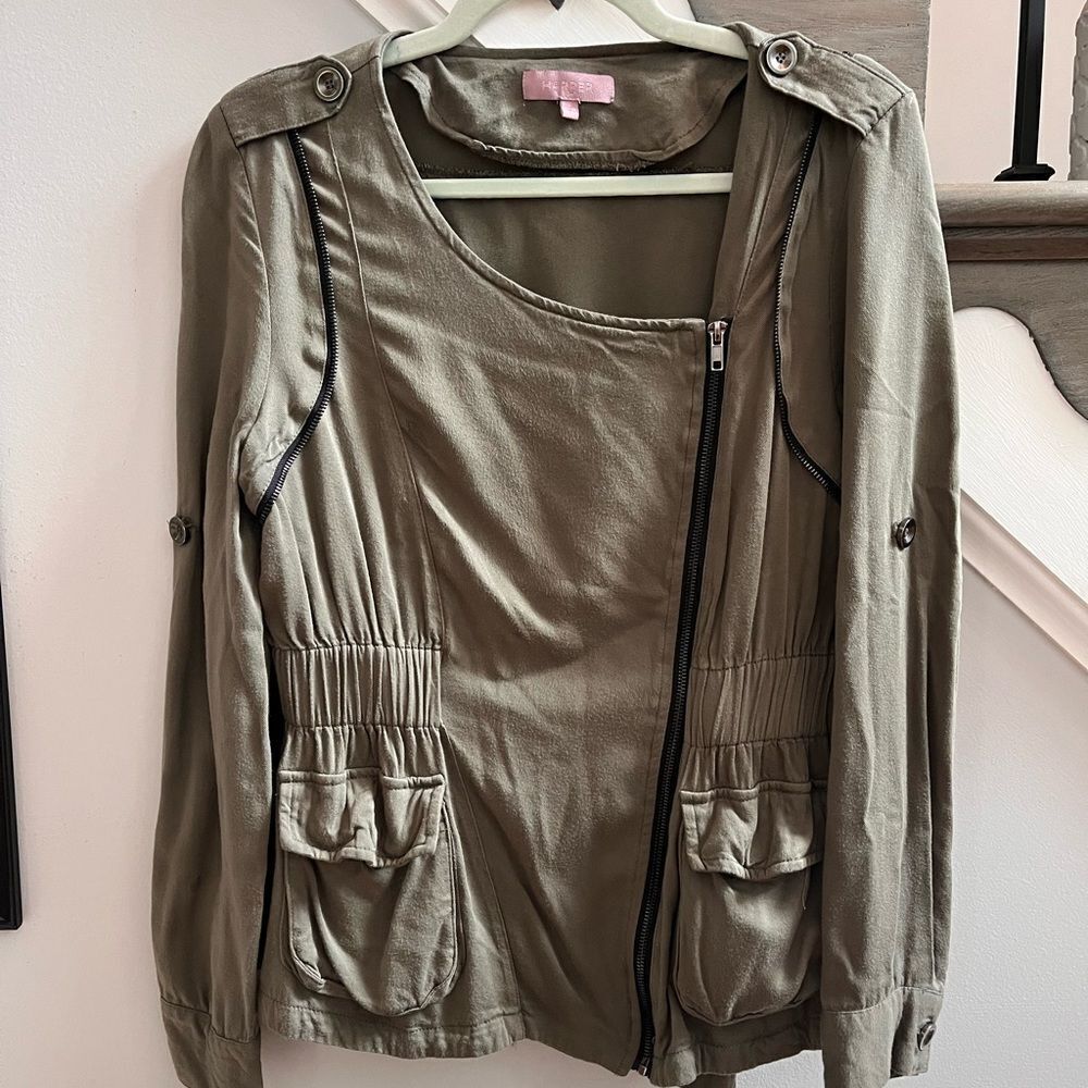 Harper Olive GreenZip Up Military Style Jacket sz S